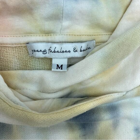 YOUNG FABULOUS & BROKE Hoodie Women's Medium Carla Cutoff Tie Dye Workout Active - Picture 3 of 7